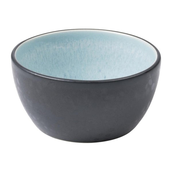 Skleda iz črne keramike z notranjo glazuro v svetlo modri barvi Bitz Mensa, premer 10 cm