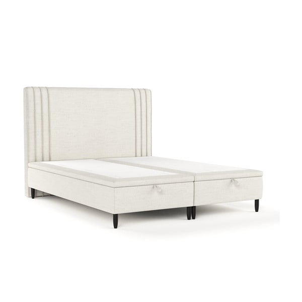 Bež oblazinjena zakonska postelja s prostorom za shranjevanje 140x200 cm Musca – Maison de Rêve