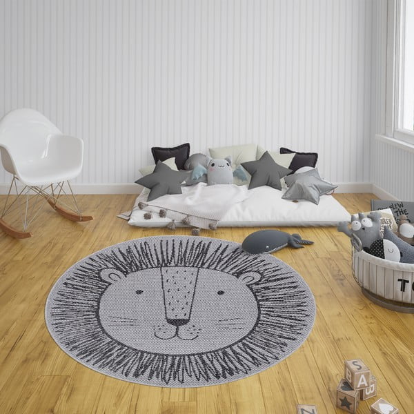 Siva otroška preproga Ragami Lion, ø 160 cm-image-1