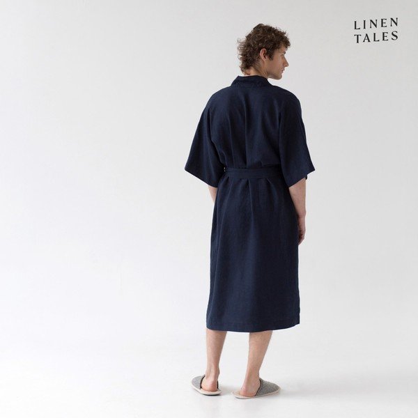 Temno moder lanen kopalni plašč velikosti S/M Summer – Linen Tales-image-2