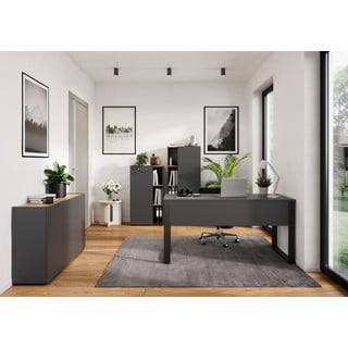 Antracitno siva omarica v hrastovem dekorju 120x76x34 cm Adrano – Germania