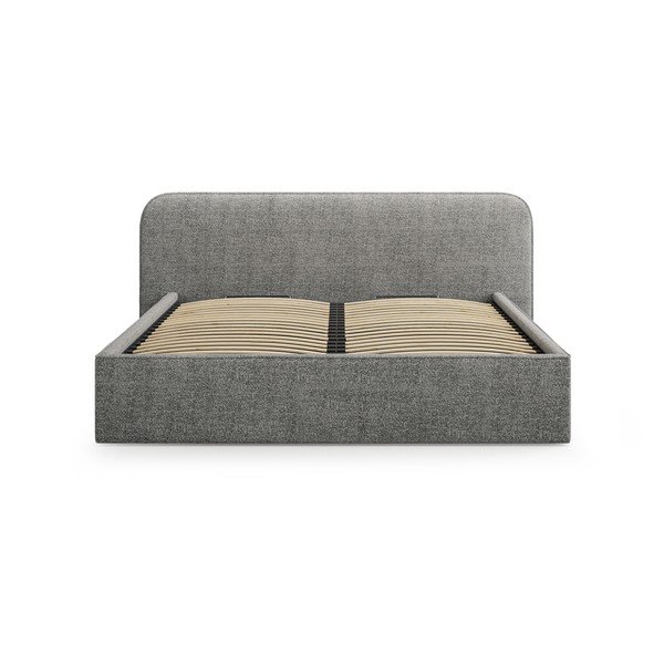 Temno siva oblazinjena zakonska postelja s prostorom za shranjevanje in z letvenim dnom 160x200 cm Elizabeth – Micadoni -image-4