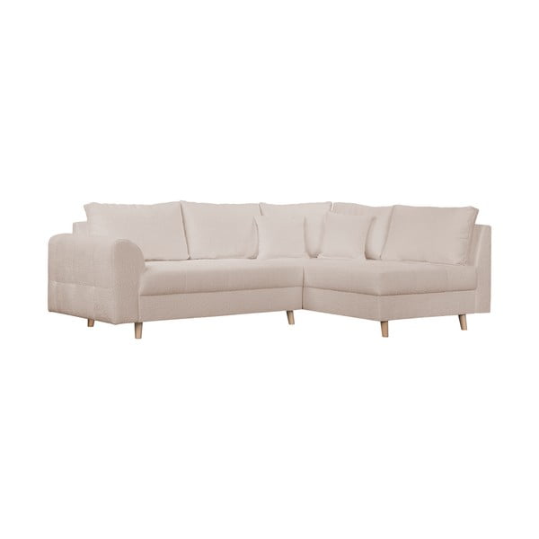 Bež kotna sedežna garnitura iz tkanine bouclé (desni kot) Ariella – Ropez-image-2