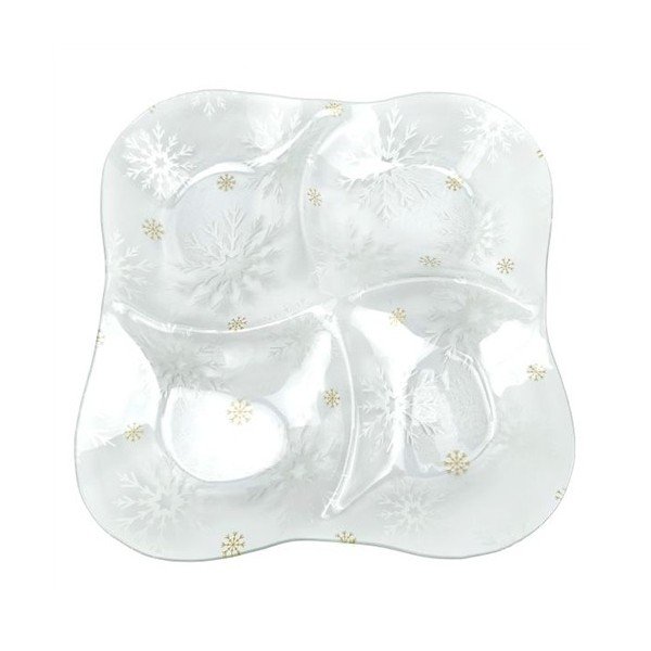 Servirni steklen krožnik z božičnim motivom ø 28,5 cm Frosty Flakes – Dakls