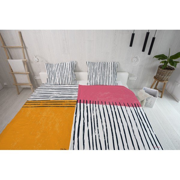 Enojna posteljnina iz bombažnega satena 140x200 cm Black Stripes in Colors – Butter Kings-image-1