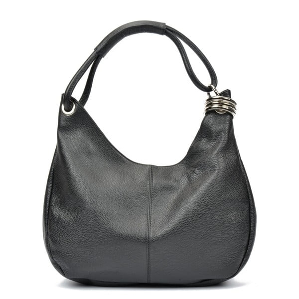 Črna usnjena torbica Carla Ferreri Mona