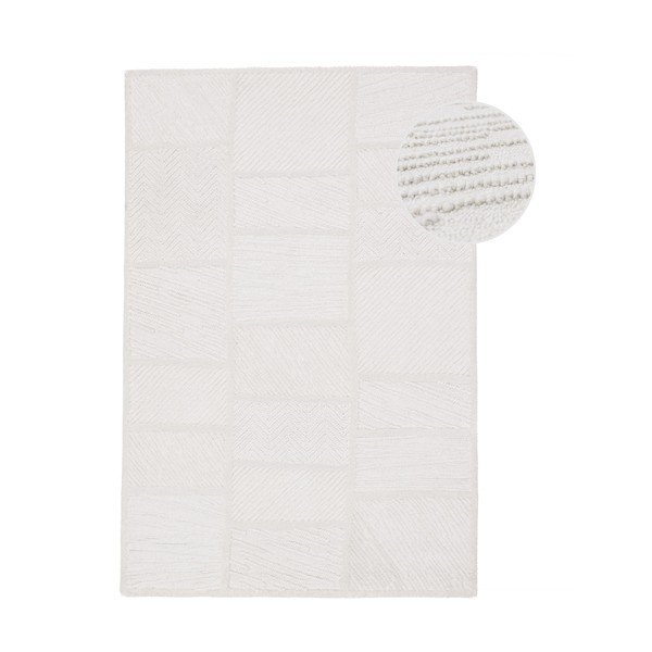 Bela ročno tkana preproga iz mešanice volne 140x200 cm Sculptured Blocks – Flair Rugs
