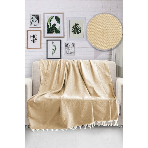 Gorčično rumeno bombažno posteljno pregrinjalo Viaden HN, 170 x 230 cm
