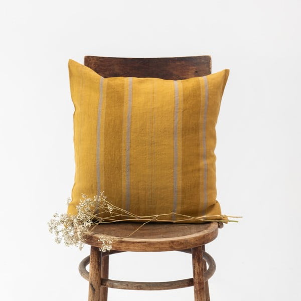 Lanena prevleka za blazino 40x40 cm Amber Bronze Stripes – Linen Tales