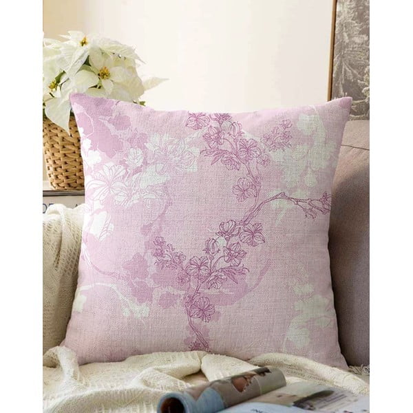 Rožnata prevleka za vzglavnik iz mešanice bombaža Minimalist Cushion Covers Bloom, 55 x 55 cm