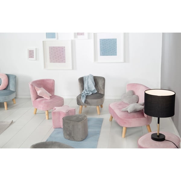 Svetlo siv žameten otroški fotelj Lil Sofa – Roba-image-2