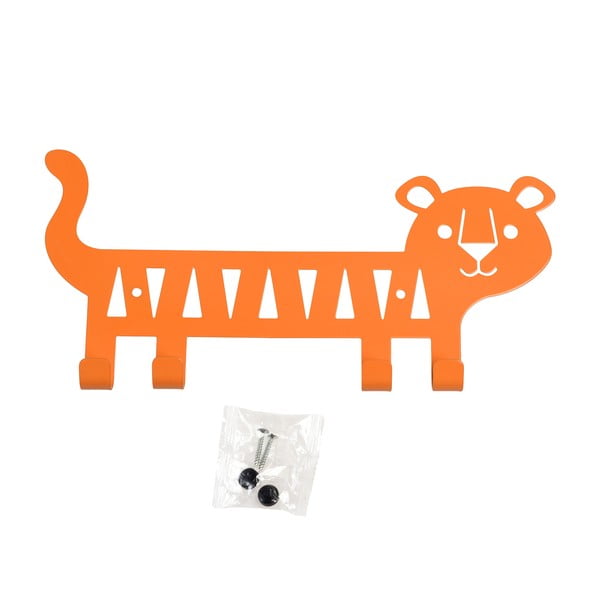 Oranžen kovinski stenski otroški obešalnik Tiger – Rex London-image-3
