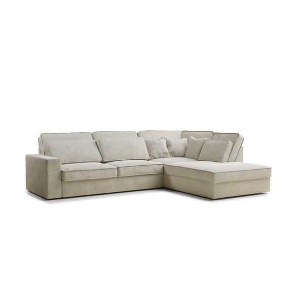 Sivo-bež kotna sedežna garnitura iz šenilje (desni kot/v obliki črke L) Kirou – Maison de Rêve-image-2