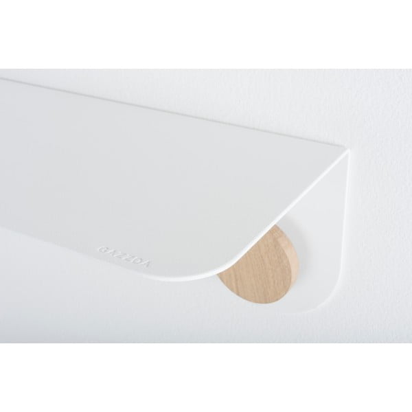 Bela stenska polica iz jekla z detajli iz hrastovega lesa z 2 kavljema Gazzda Hook, dolžina 70 cm-image-1