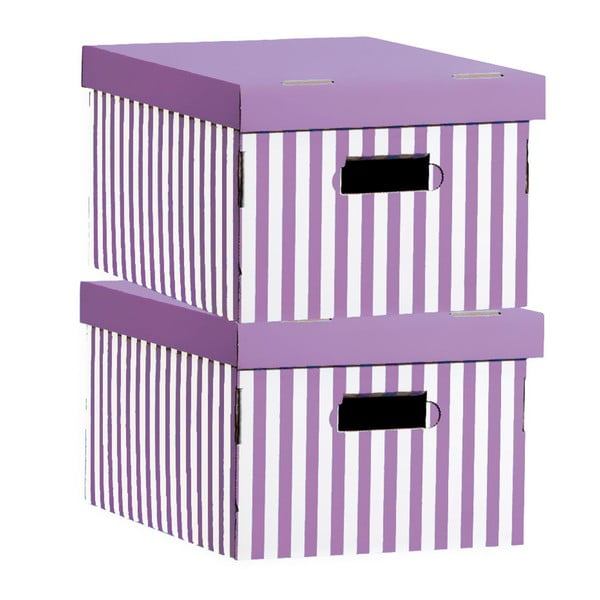 Komplet 2 škatel za shranjevanje Compactor Purple Stripes