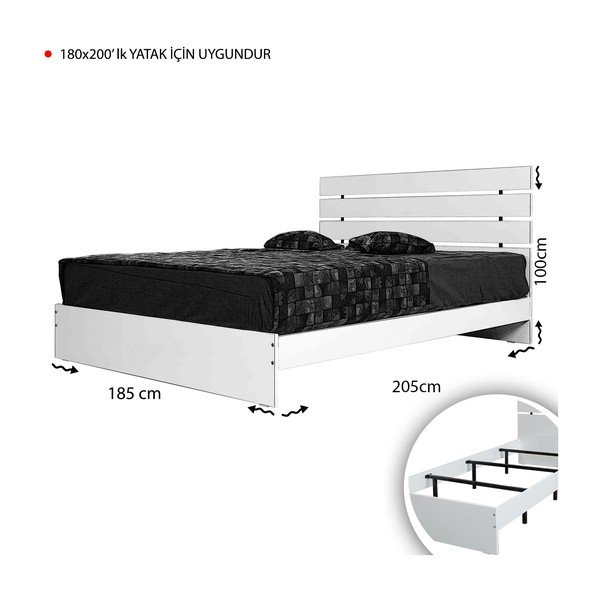 Bela zakonska postelja 180x200 cm Fuga – Kalune Design-image-4