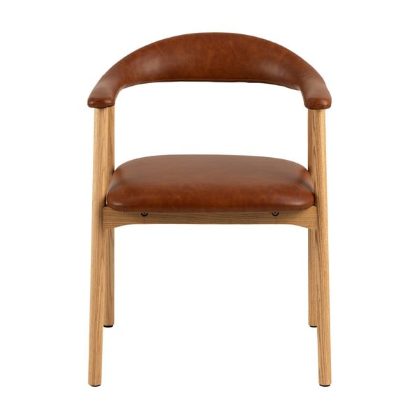 Jedilni stoli v kompletu 2 ks iz umetnega usnja v konjak rjavi in naravni barvi Addi – Actona-image-2