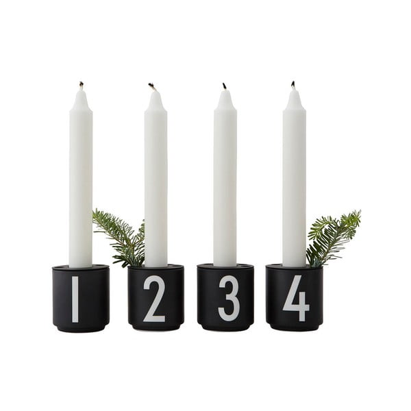 Komplet 4 črnih porcelanastih svečnikov Design Letters Mini-image-4