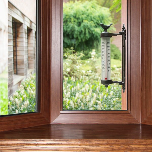 Stenski termometer iz litega železa Esschert Design Dekor Bird, višina 27,3 cm-image-1