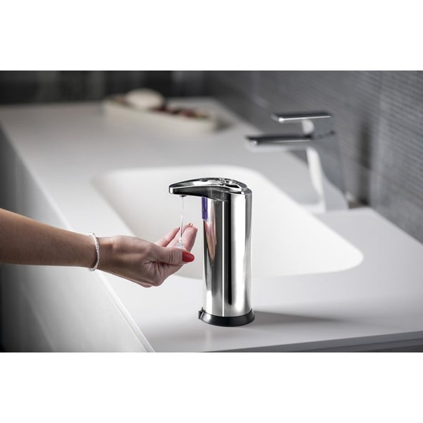 Avtomatski dozirnik za milo iz nerjavečega jekla v sijajno srebrni barvi 240 ml Aqualine  – Sapho-image-1