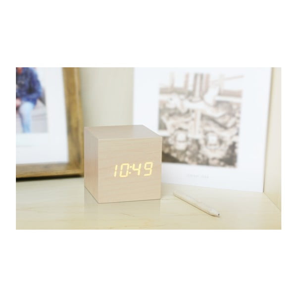 Digitalna budilka Wooden Cube Click – Gingko-image-2