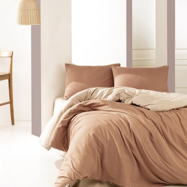 Bombažno posteljno perilo za zakonsko posteljo Suzy Beige, 200 x 220 cm