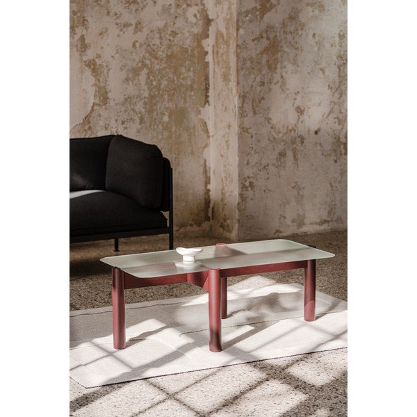 Bordo rdeča klubska mizica s stekleno mizno ploščo 55x105 cm Kob – noo.ma-image-4