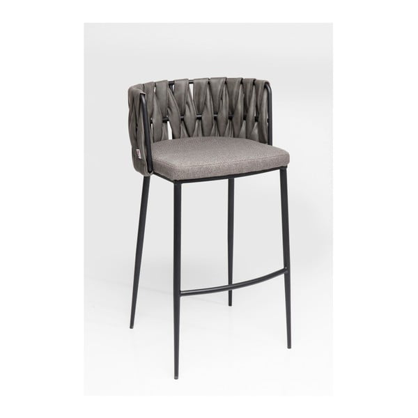 Komplet 2 sivih oblazinjenih barskih stolov s črnim podnožjem Kare Design