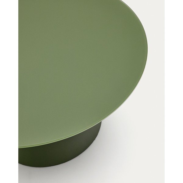 Zelena okrogla klubska mizica s stekleno mizno ploščo ø 80 cm Wilshire – Kave Home-image-3