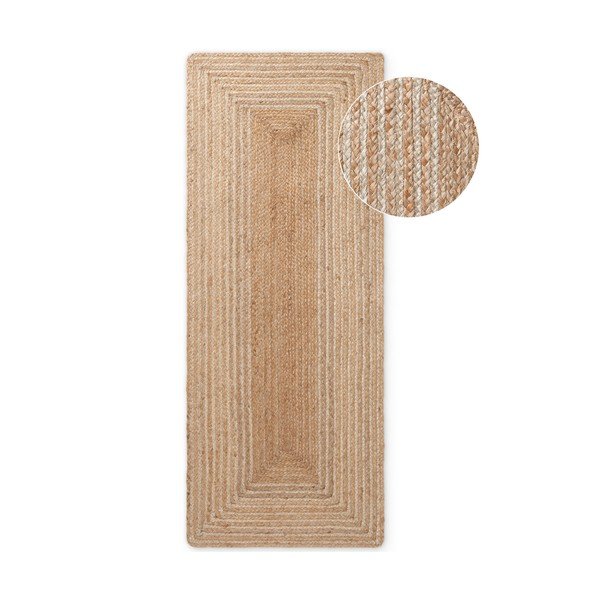 Obojestranski/ročno tkan tekač iz jute v naravni barvi/v svetli naravni barvi 80x200 cm Juno – Hanse Home