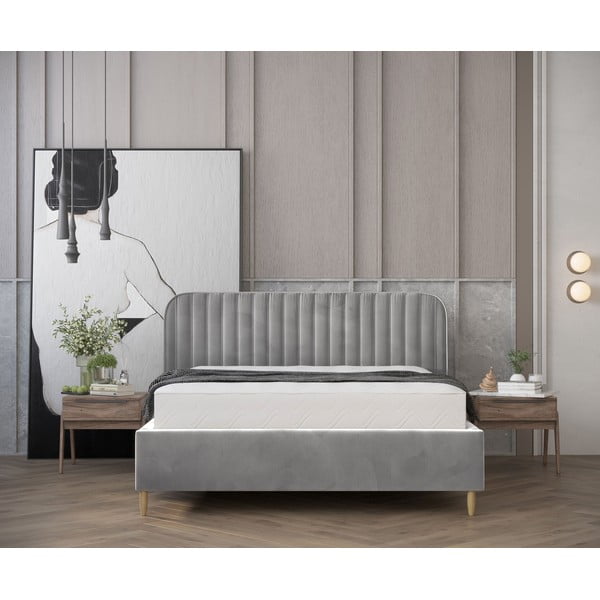 Siva oblazinjena postelja s prostorom za shranjevanje z letvenim dnom 120x200 cm Noto – Maison de Rêve-image-4