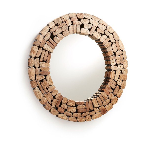 Stensko ogledalo z lesenim okvirjem ø 80 cm Eliptic – Kave Home-image-2