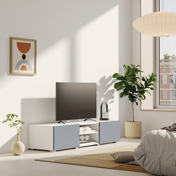 Bela/siva TV omarica 140x31 cm Podium – TemaHome-image-1