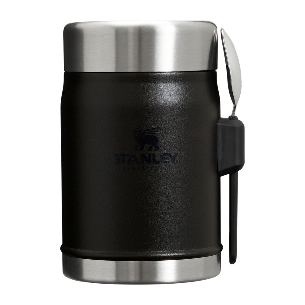 Mat črna termovka za hrano iz nerjavečega jekla 400 ml Legendary Food Jar + Spork Black 2.0