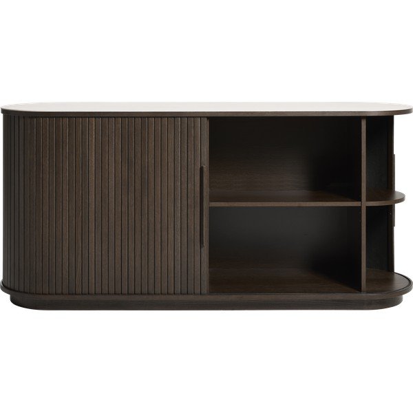 Komoda s keramično ploščo z drsnimi vrati v temni naravni barvi 165x76x45 cm Enna – Unique Furniture-image-2