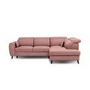 Rožnata žametna raztegljiva/s prostorom za shranjevanje kotna sedežna garnitura (desni kot/v obliki črke L) Noble – ELTAP
