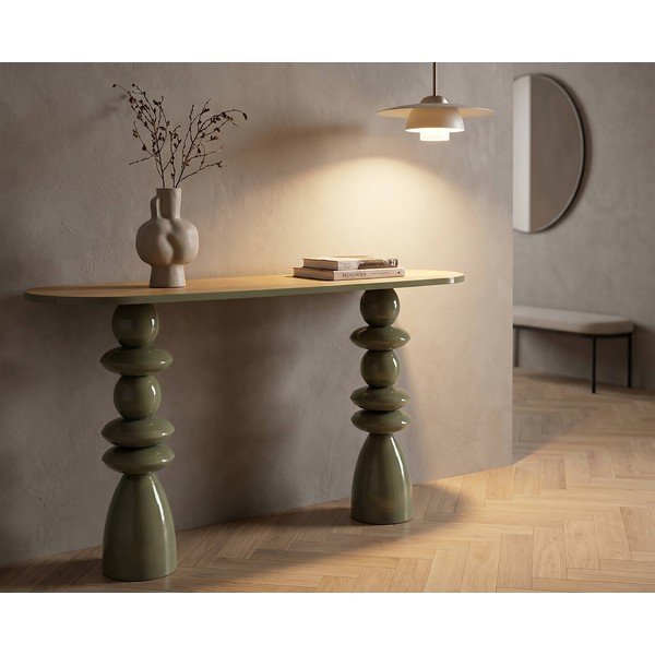 Zelena kovinska stranska mizica 45x150 cm Metal Console – Mauro Ferretti-image-1