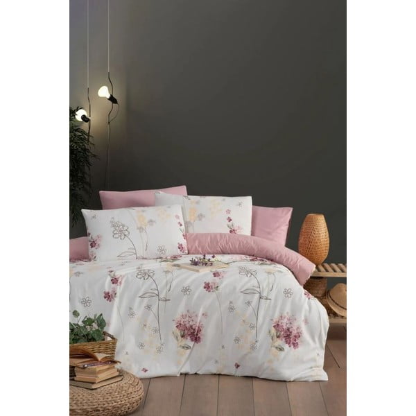 Belo-rožnata enojna/podaljšana posteljnina z rjuho/3-delna 160x220 cm Floral – Mila Home-image-2