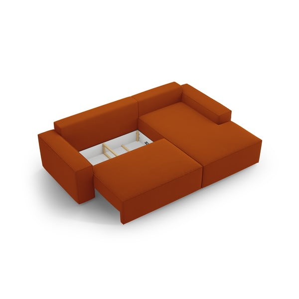 Opečnato oranžna raztegljiva kotna sedežna garnitura (desni kot) Jodie – Micadoni Home-image-4