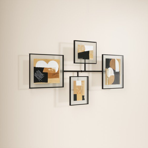 Sijajno črn kovinski/steklen stenski okvir 57x99 cm Flute – Umbra-image-2