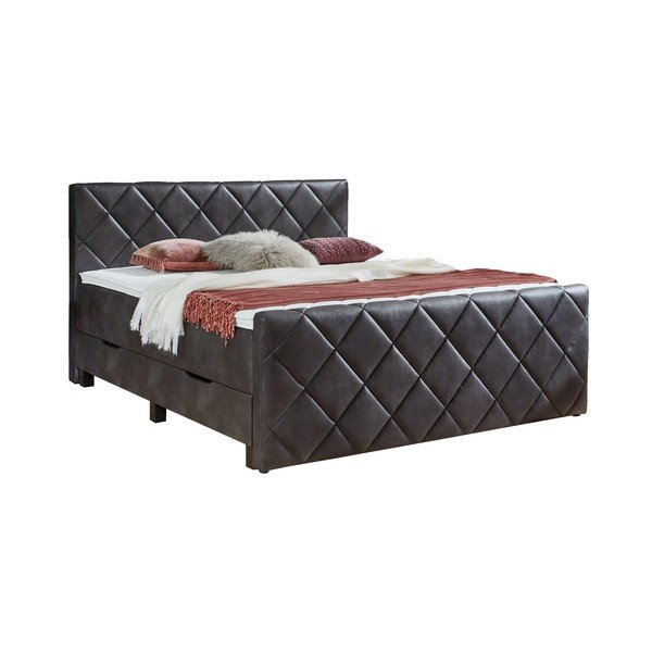 Črna boxspring postelja s prostorom za shranjevanje 180x200 cm Chester – Rojaplast