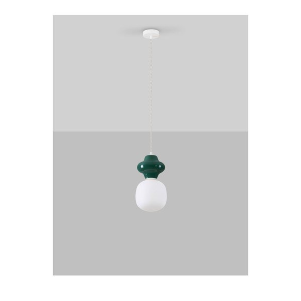 Bela/modrozelena keramična viseča svetilka s steklenim senčilom ø 18 cm Clio – Nova Luce-image-3