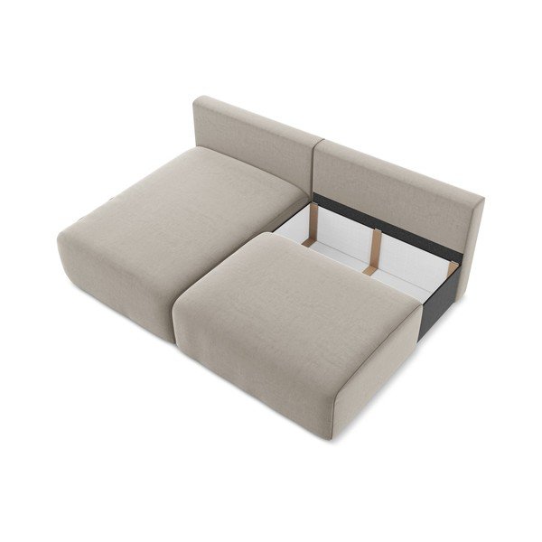 Sivorjava žametna raztegljiva/s prostorom za shranjevanje kotna sedežna garnitura (levi kot/z ležalnikom) Kalena – Makamii-image-4