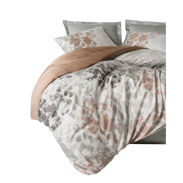 Podaljšana sivo-bež posteljnina za zakonsko posteljo iz bombažnega satena 240x220 cm Blatt – Mijolnir