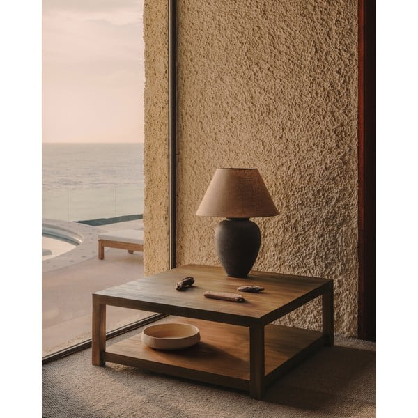 Mizica iz masivnega tika v naravni barvi 90x90 cm Sashi – Kave Home-image-1