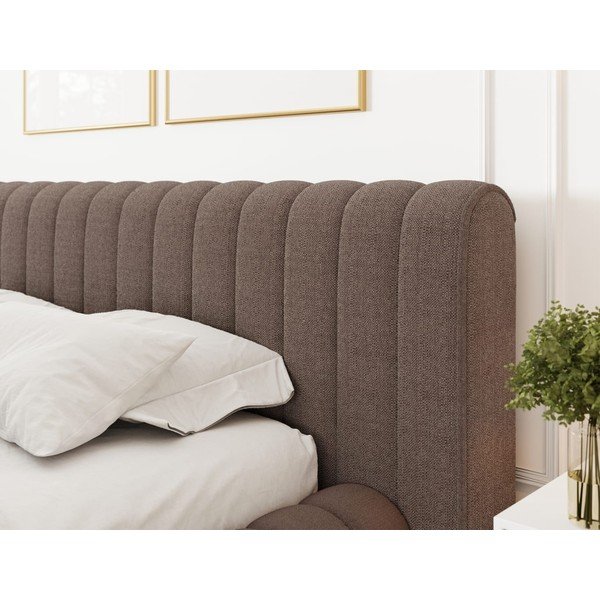 Rjava oblazinjena zakonska postelja s prostorom za shranjevanje in z letvenim dnom 140x200 cm Carilla – ELTAP-image-4