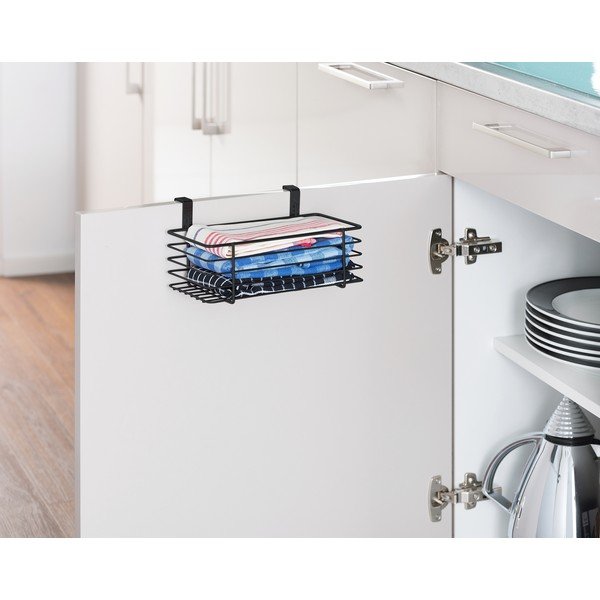 Črna viseča kovinska košara za kuhinjska vrata Wenko Slim, 24 x 15 cm-image-1