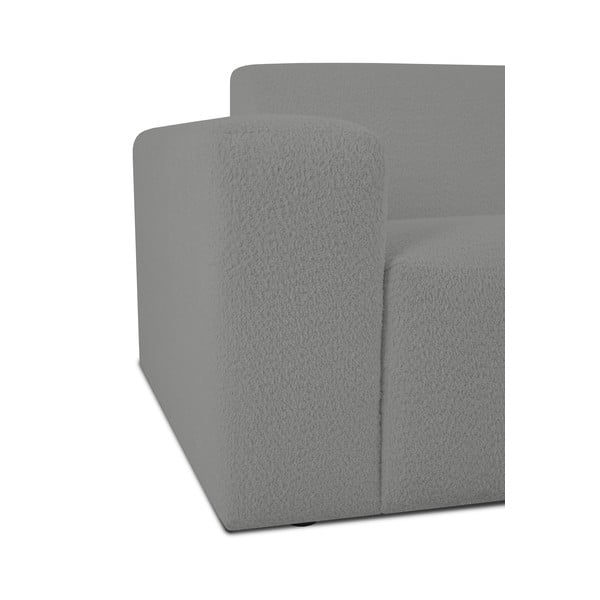 Siva kotna sedežna garnitura iz tkanine bouclé (desni kot) Roxy – Scandic-image-3