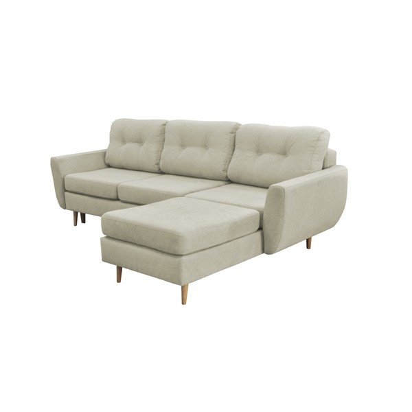 Kremasta raztegljiva sedežna garnitura s svetlimi nogami Mazzini Sofas Tulipe, desni kot-image-4