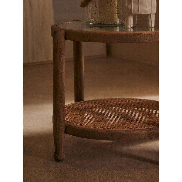Okrogla stranska mizica s stekleno mizno ploščo ø 57 cm Cebu – Premier Housewares-image-4